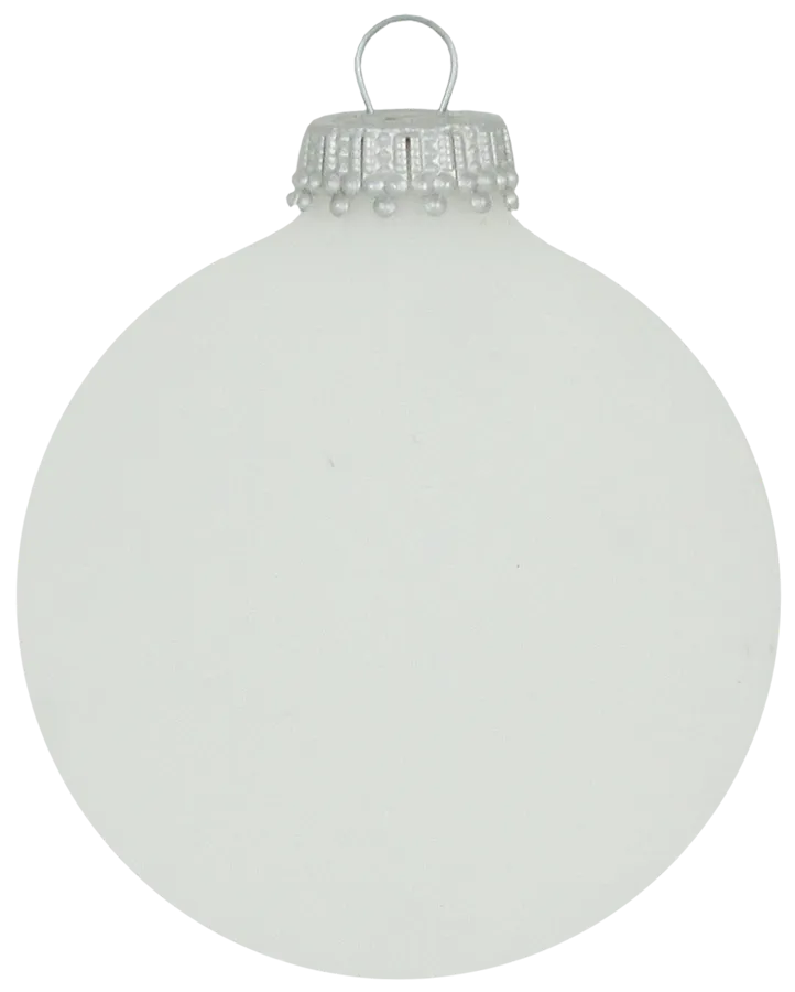 2 5/8" (67mm) Ball Ornaments, Silver Caps, Frost White, 8/Box, 12/Case, 96 Pieces