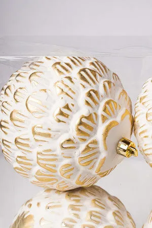 4" GOLD PINE CONE W/FROSTED WHITE