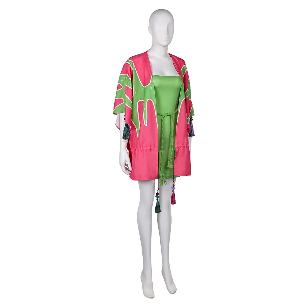 ABBA Femme Agnetha Faltskong 1970s Tenue Rose-vert Costume Vintage