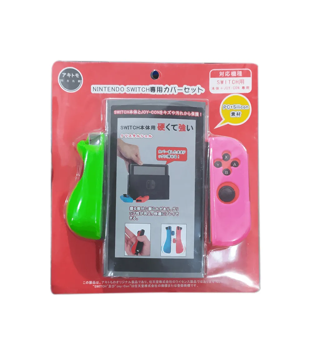 AKITOMO NSW CONSOLE PC COVER   JOYCON (L/R) SILICON COVER DETACHABLE NEON GREEN/PINK (AKSW-105GP)