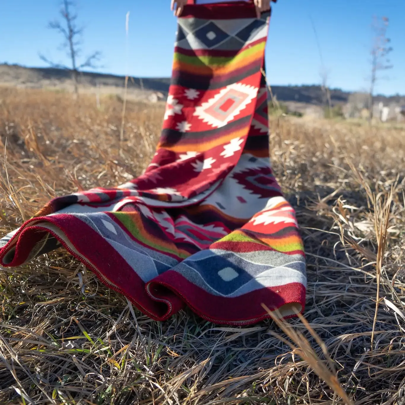 Andean Alpaca Wool Blanket-Rojo Red