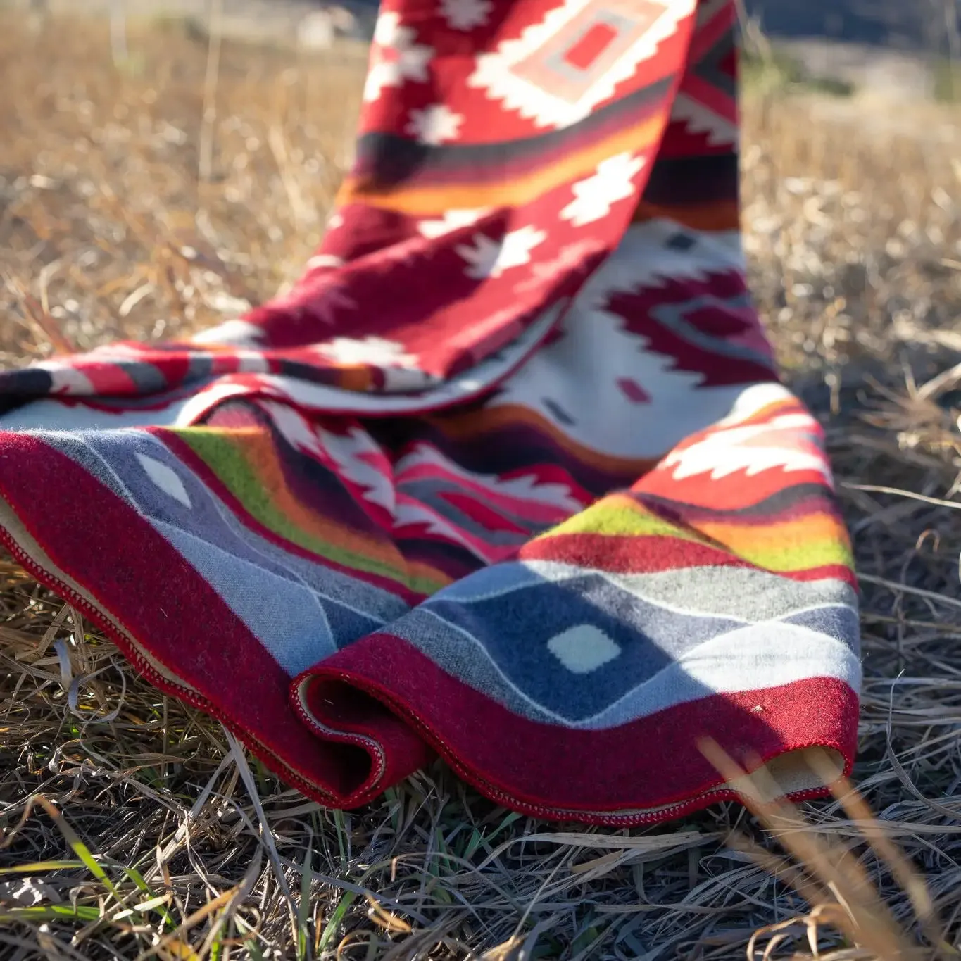 Andean Alpaca Wool Blanket-Rojo Red