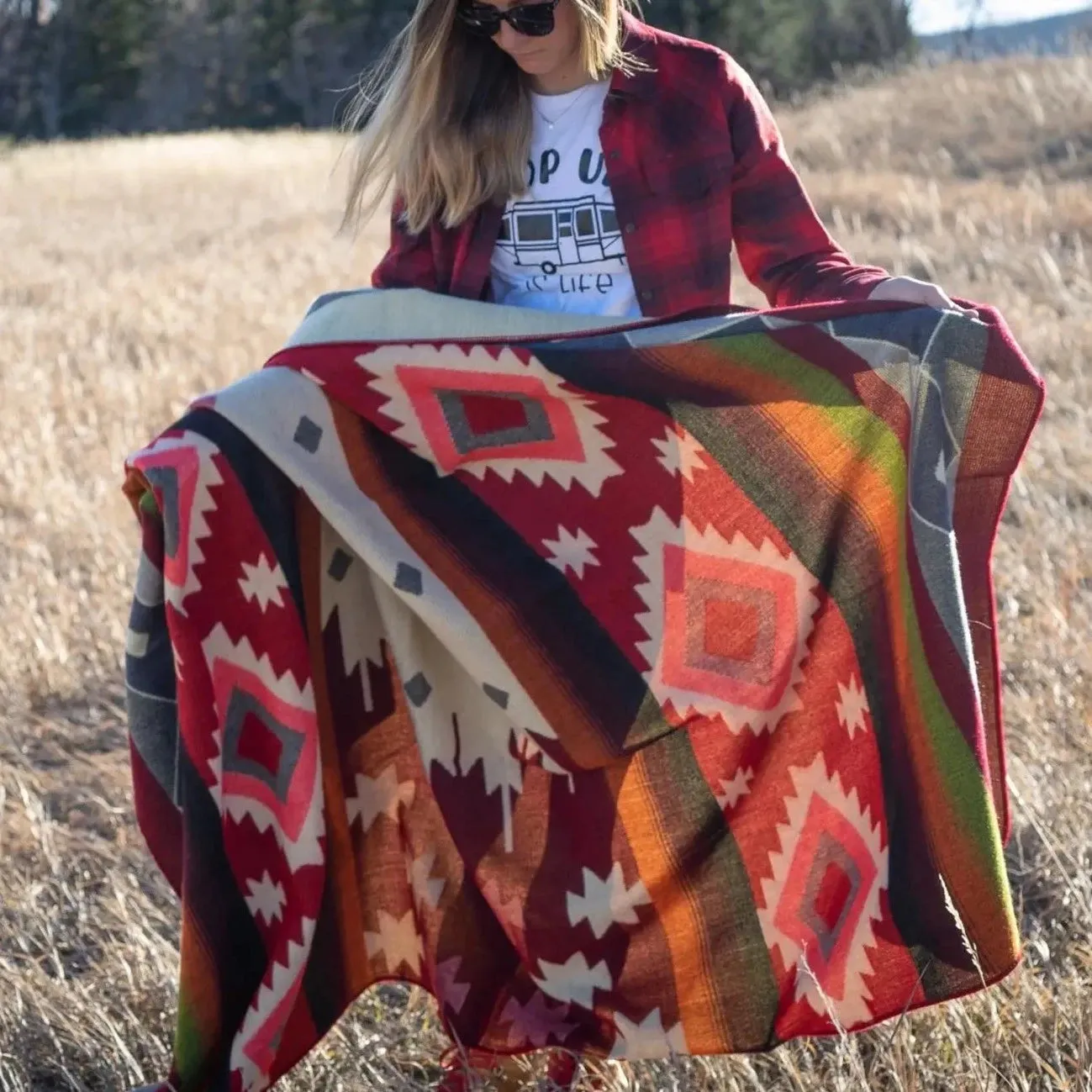 Andean Alpaca Wool Blanket-Rojo Red