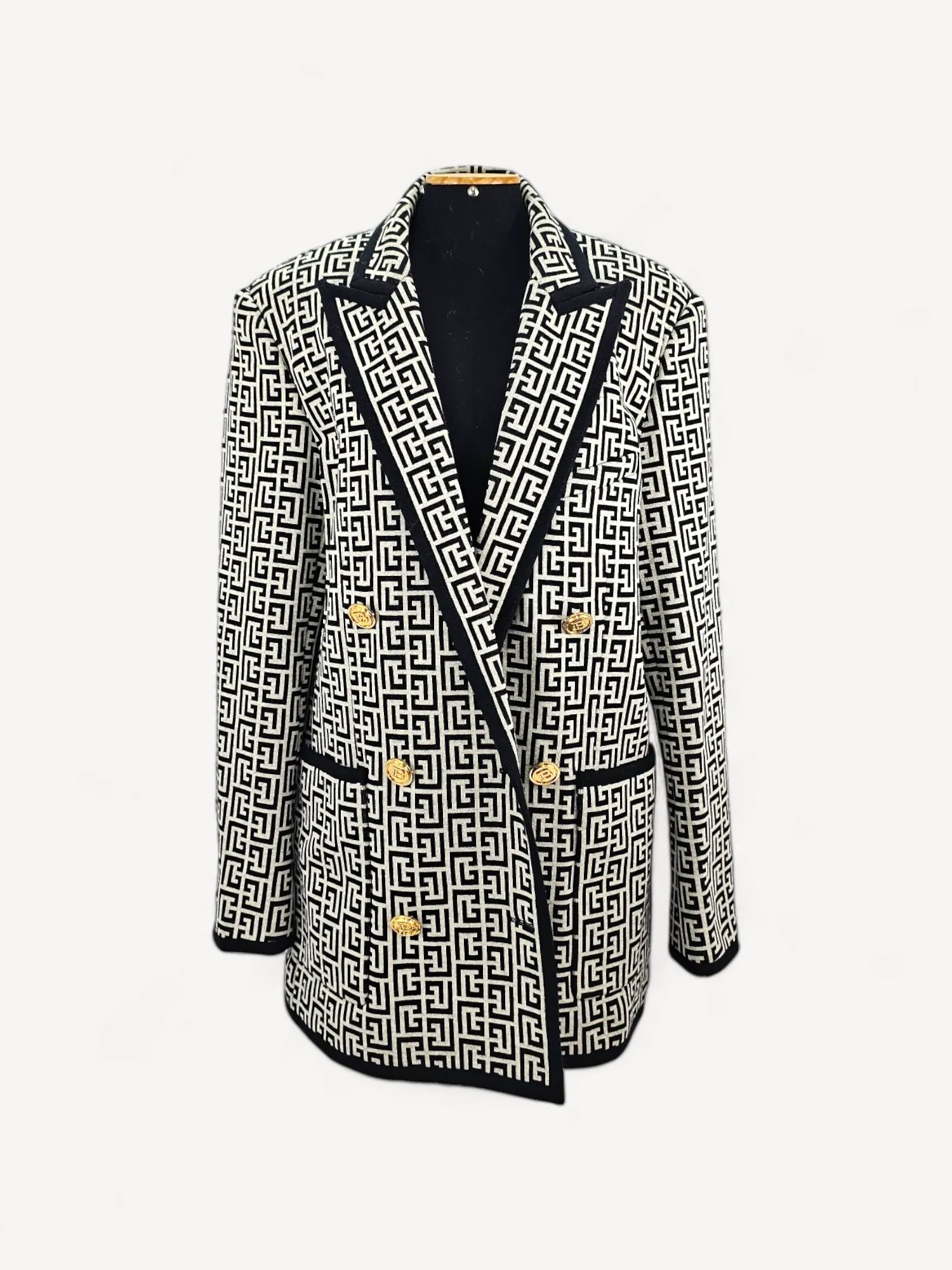 Blazer Balmain Monogram Jacquard Knit P&B