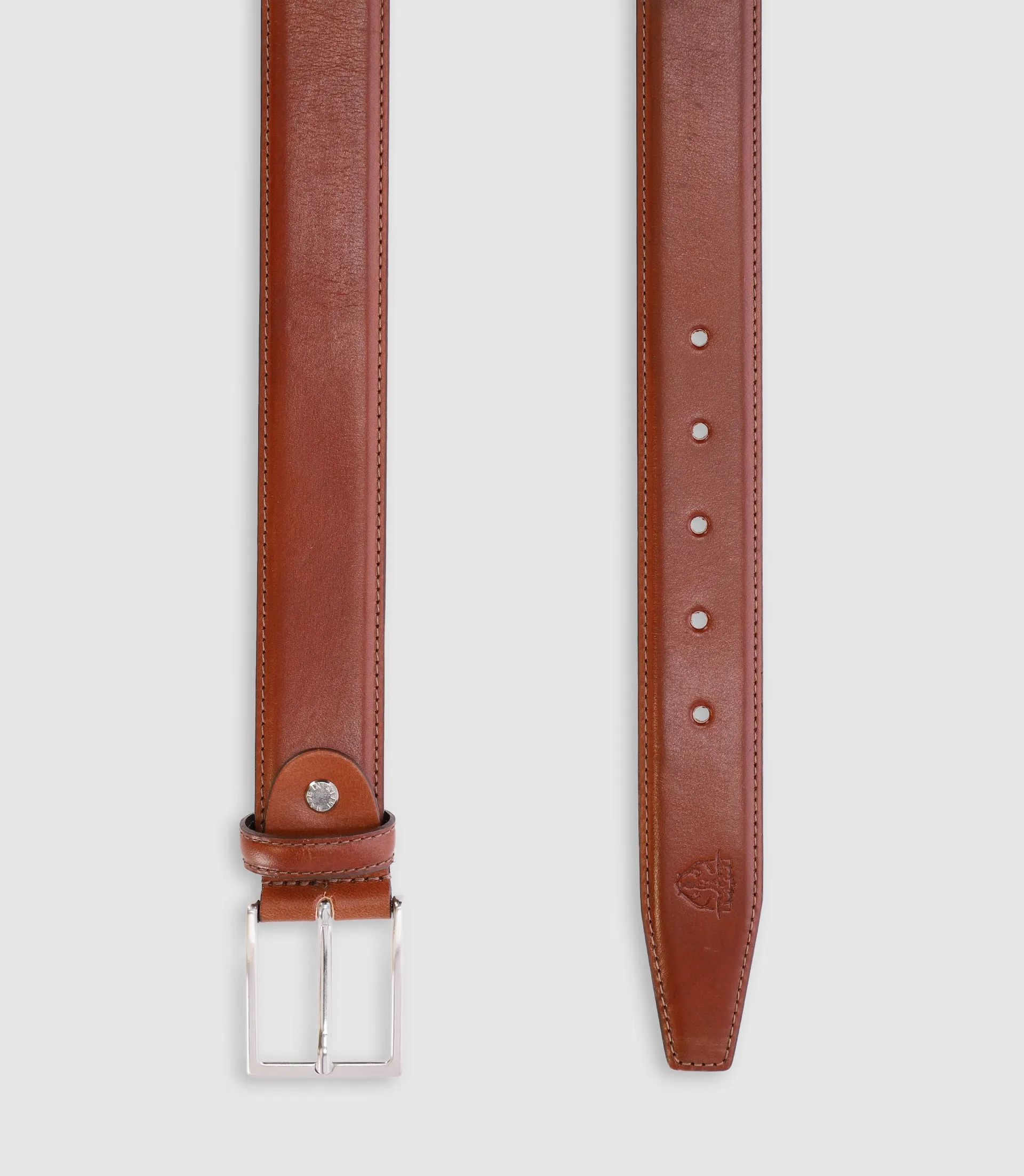 Ceinture ajustable en cuir patiné camel