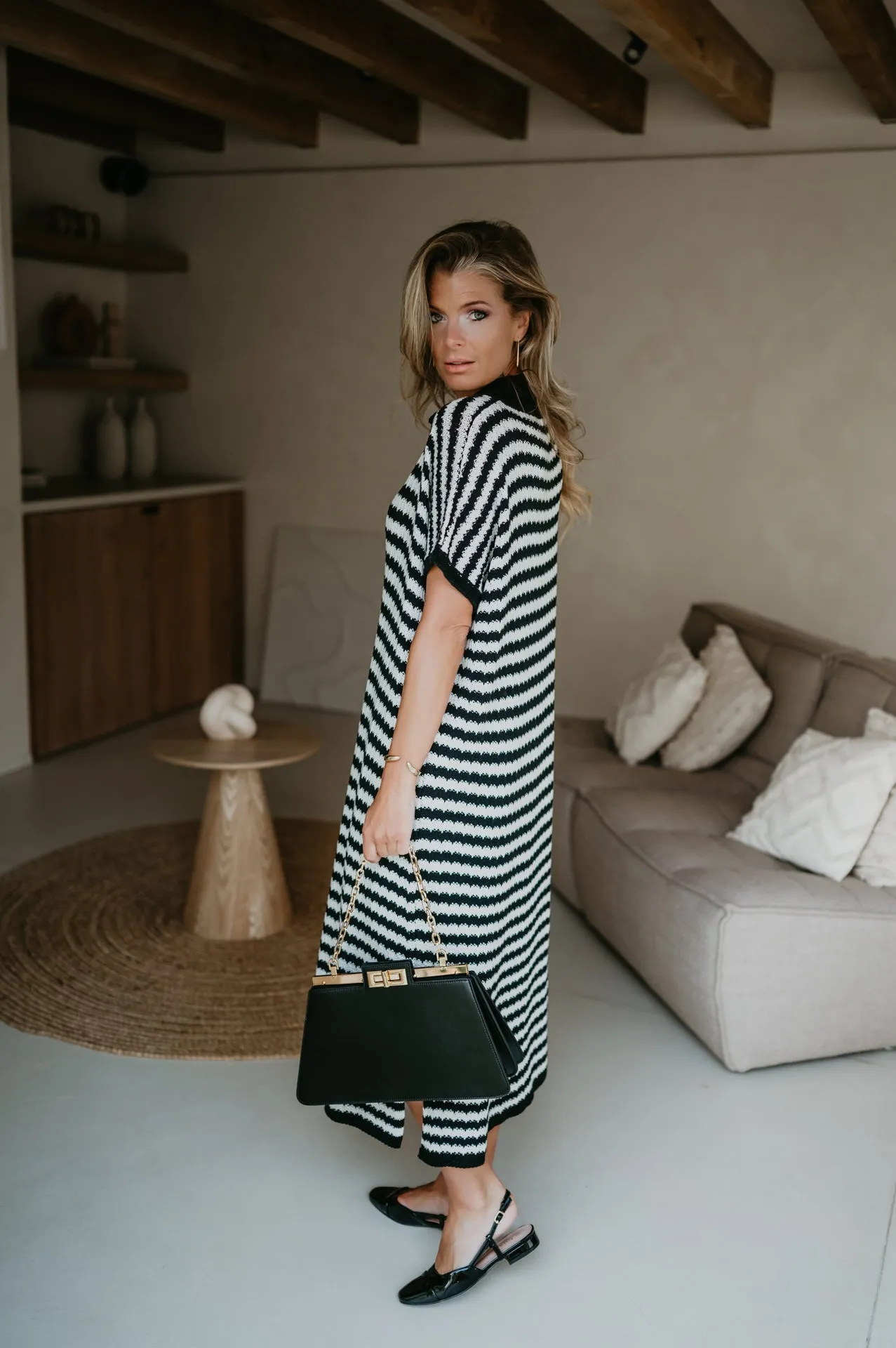 Cello dress I Striped Black