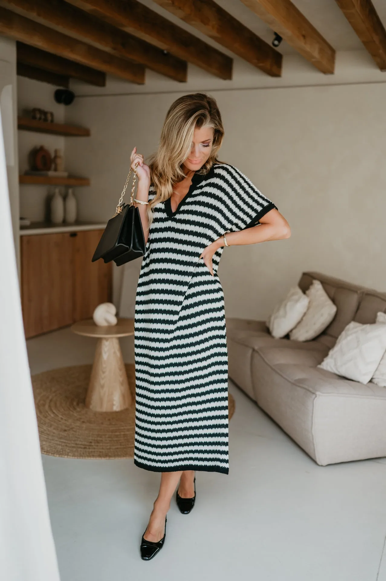 Cello dress I Striped Black