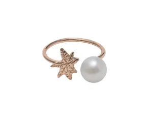 Coco De Mer Palm To Pearl Ring, Rose Gold