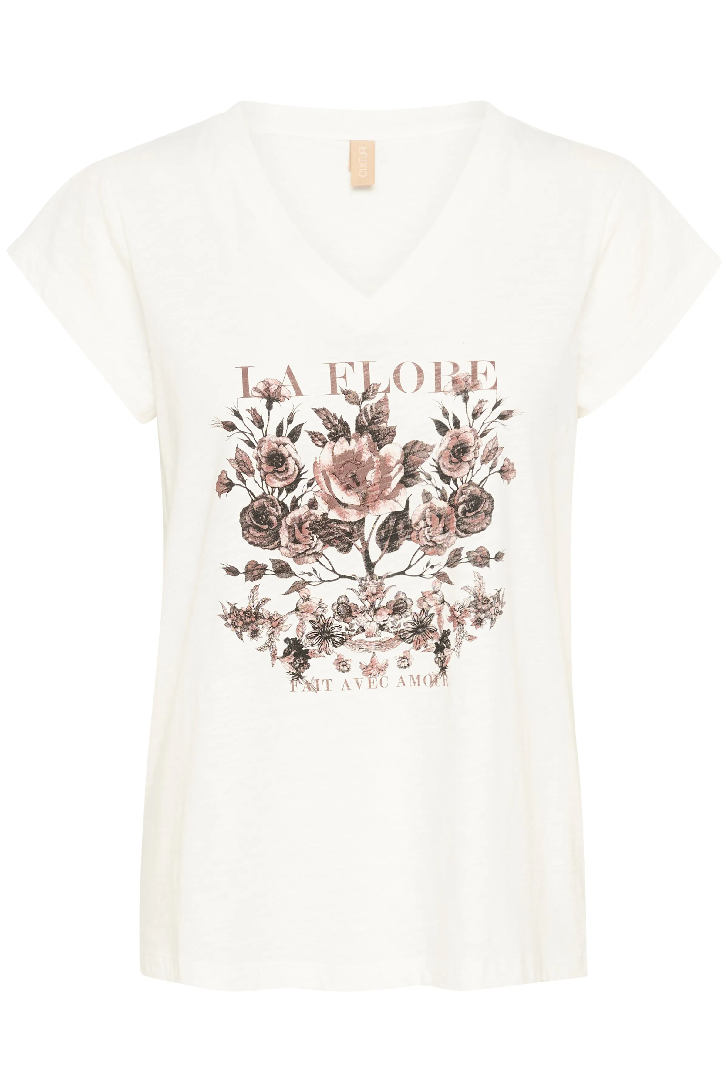 Culture CUflori Biana t-shirt white/brown floral