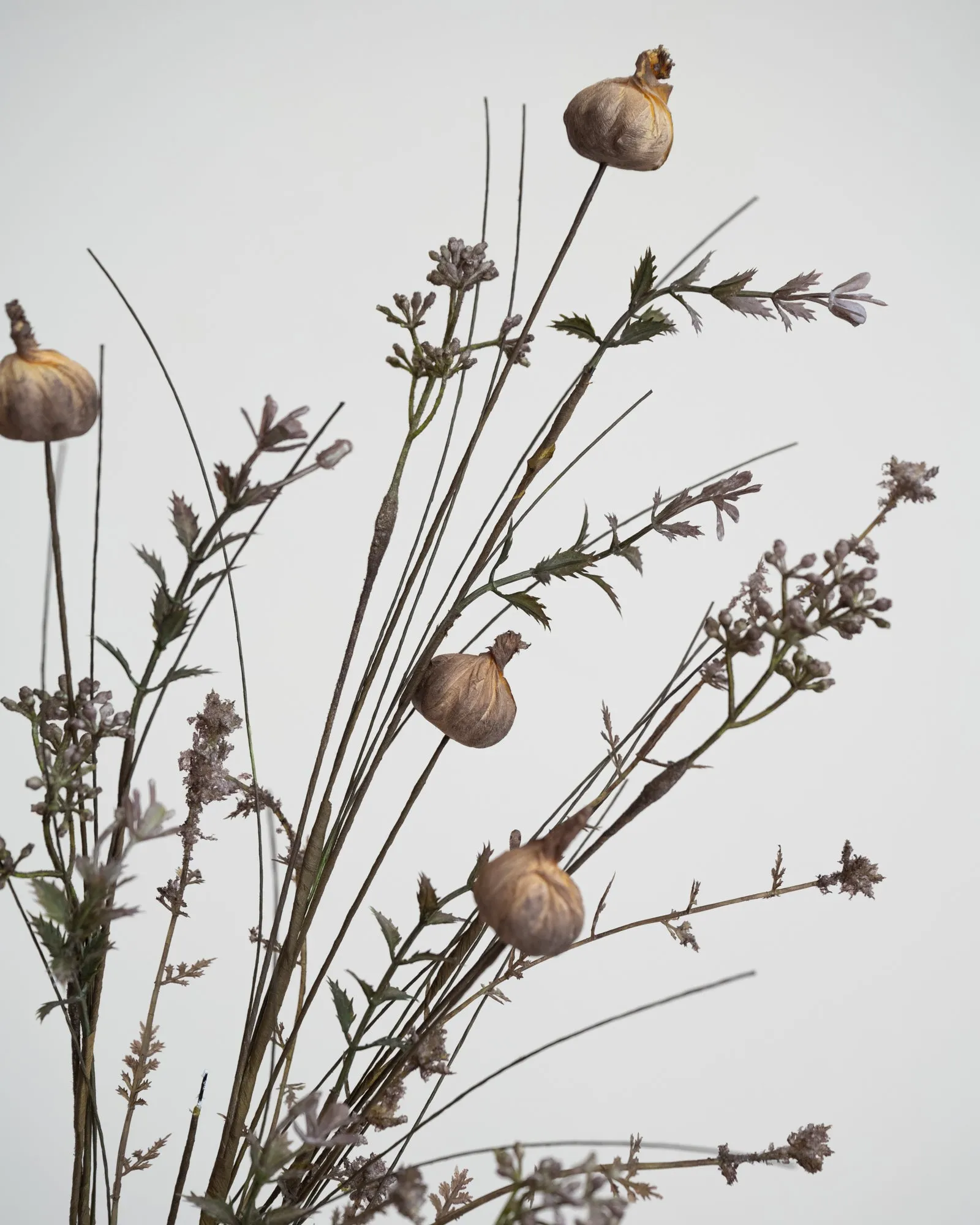 Faux Flower Field Bouquet Papaver Grey