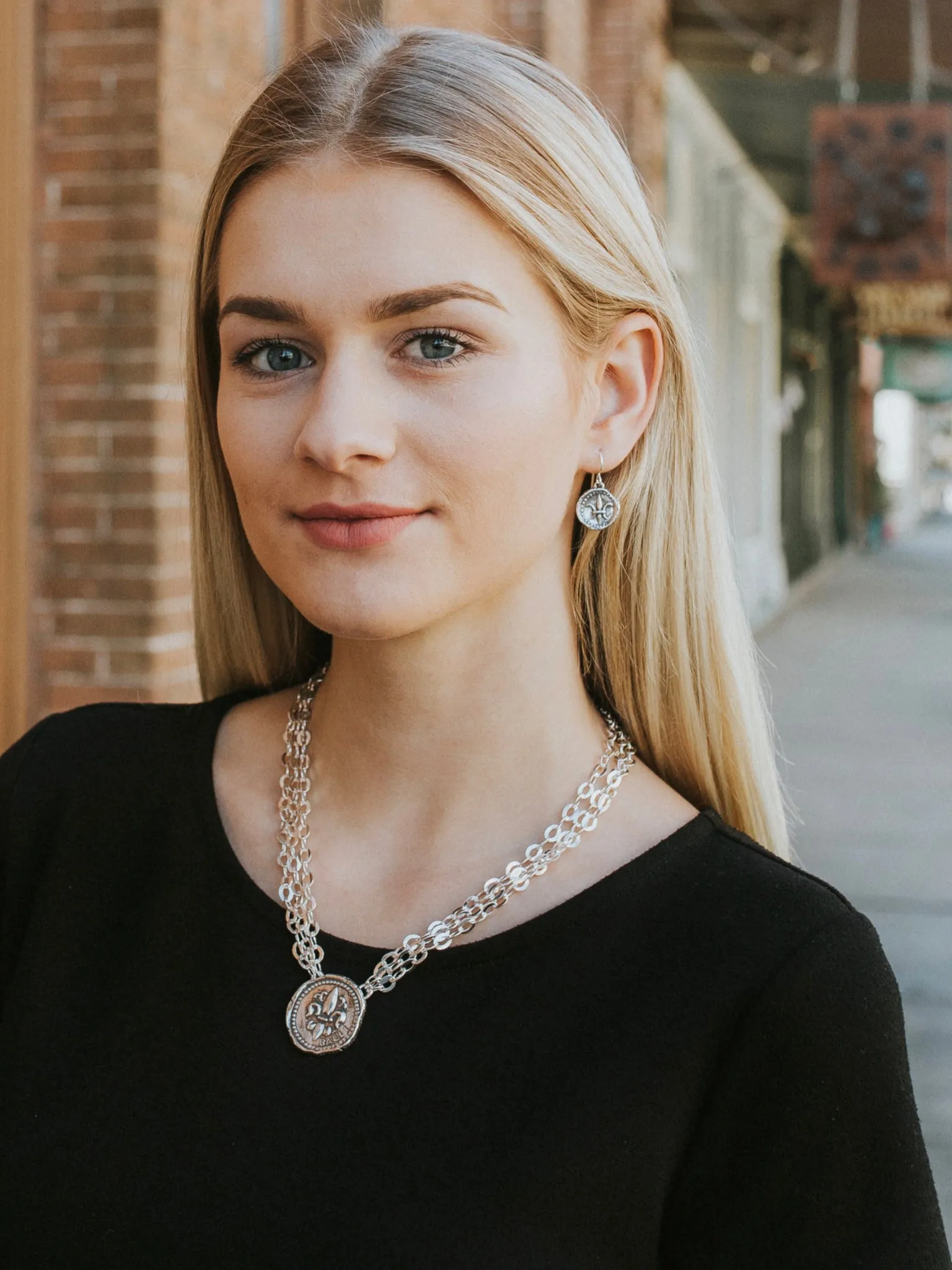 Fleur de Lis Doubloon Large Necklace