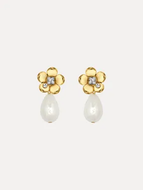 Flower Pearl Drop Earrings