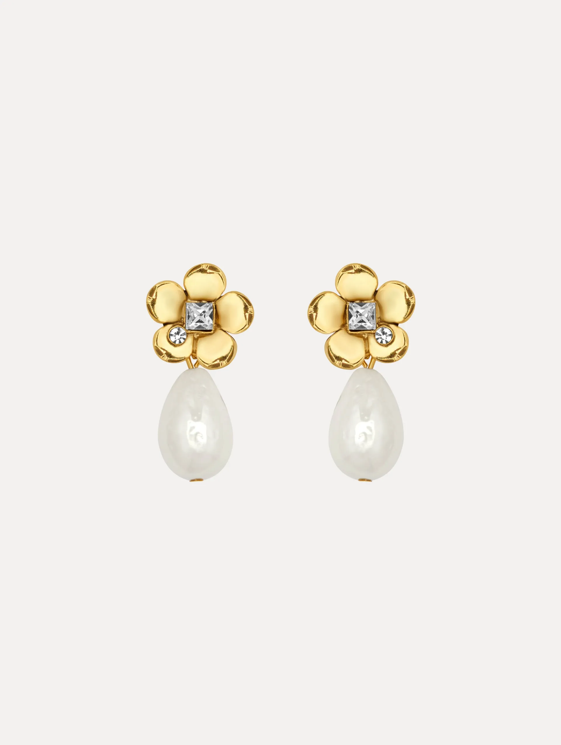 Flower Pearl Drop Earrings