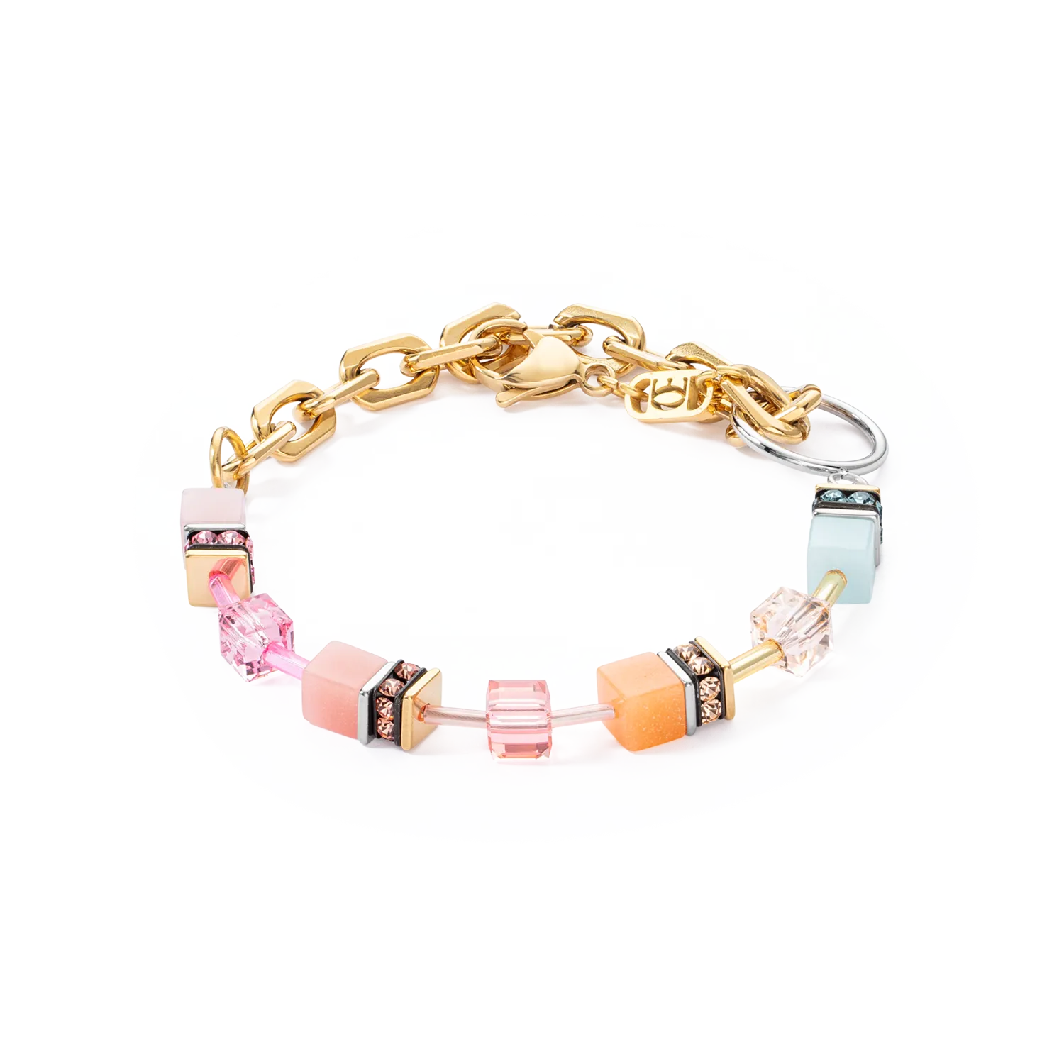 GeoCUBE® Iconic Fusion Chain bracelet aqua-apricot