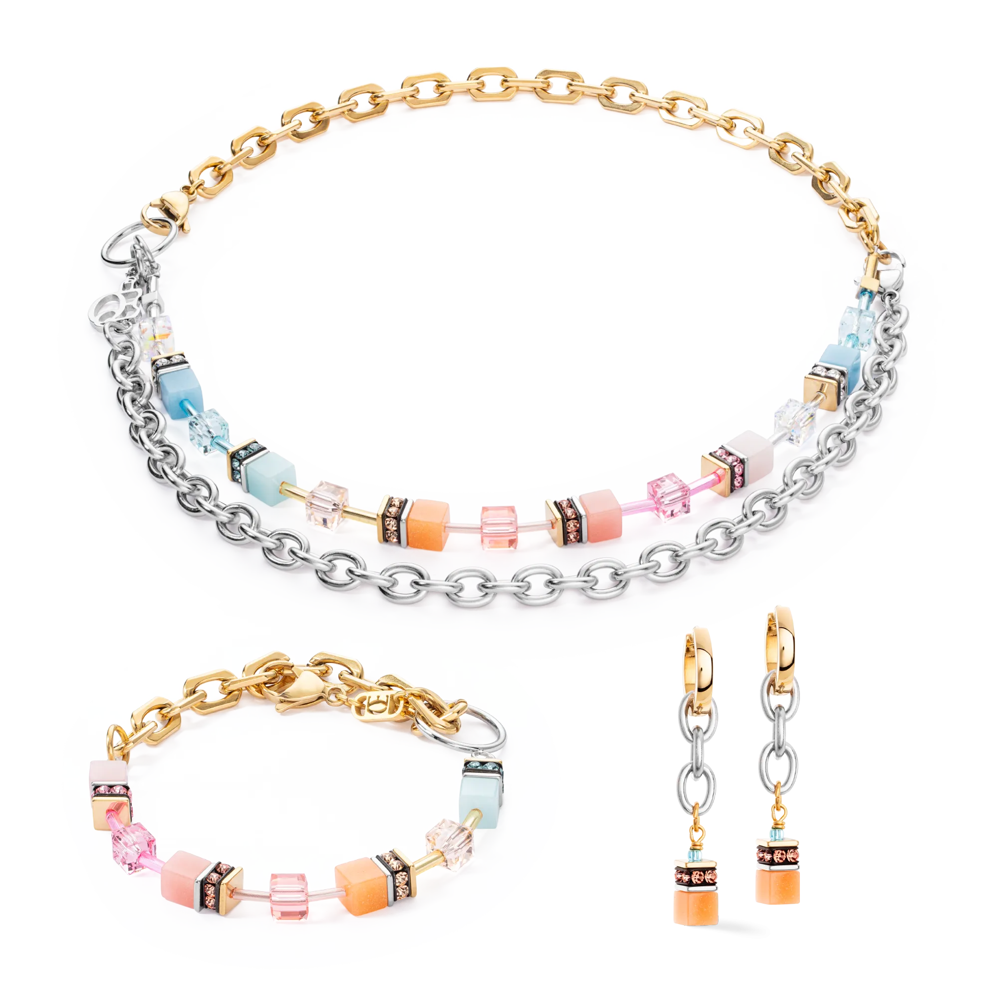 GeoCUBE® Iconic Fusion Chain bracelet aqua-apricot