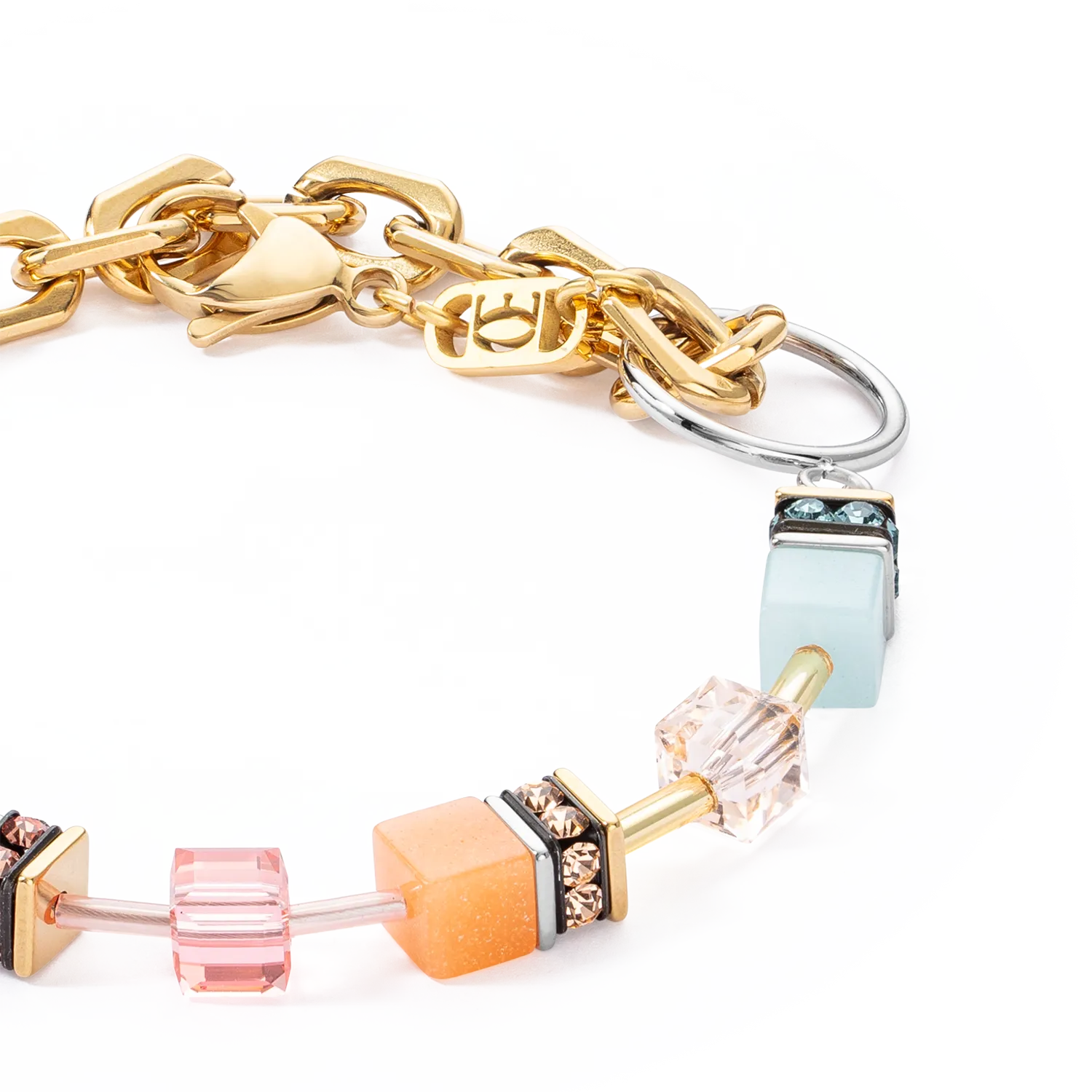 GeoCUBE® Iconic Fusion Chain bracelet aqua-apricot