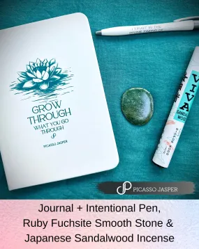 Grace Journal, Pen   Ruby Fuchsite Smooth Stone, Cleansing Bundle