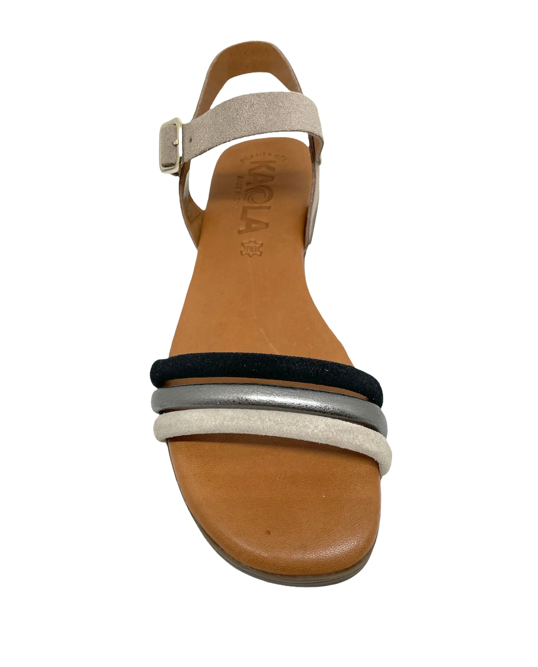 KAOLA 1414 Beige noir Nu pied sandales