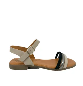 KAOLA 1414 Beige noir Nu pied sandales