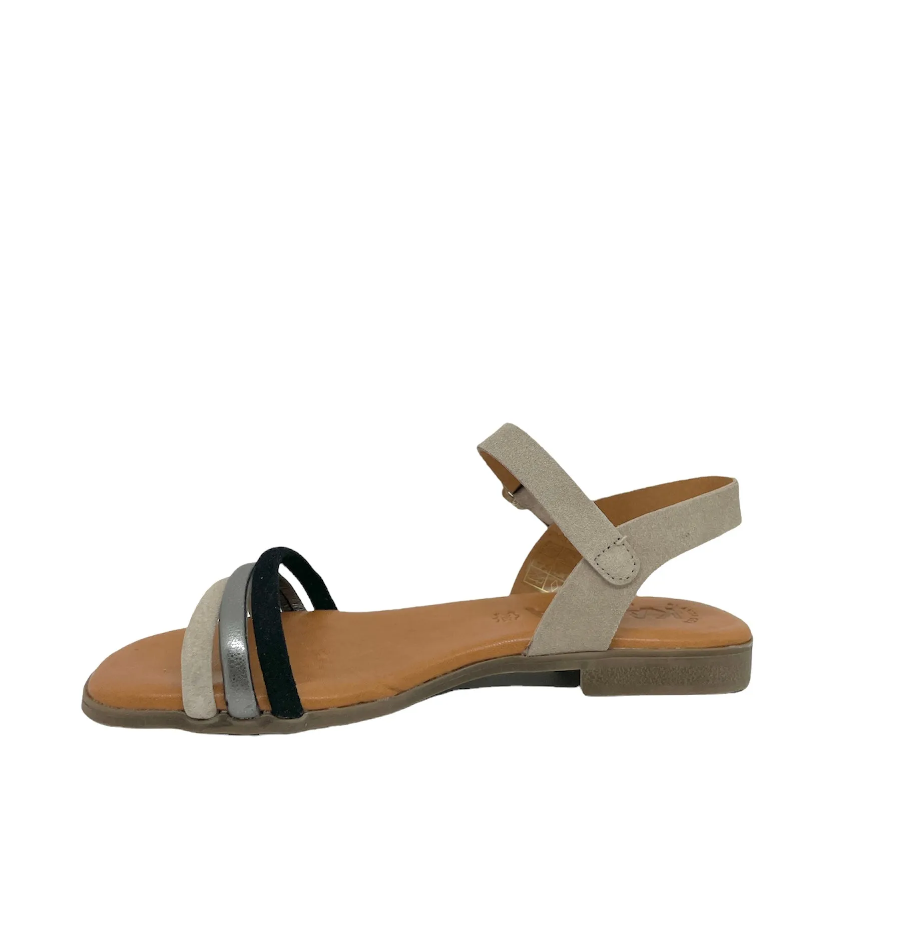 KAOLA 1414 Beige noir Nu pied sandales