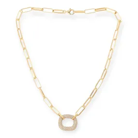 Katharine McPhee Oval Pavé Drop Necklace - Sterling Silver