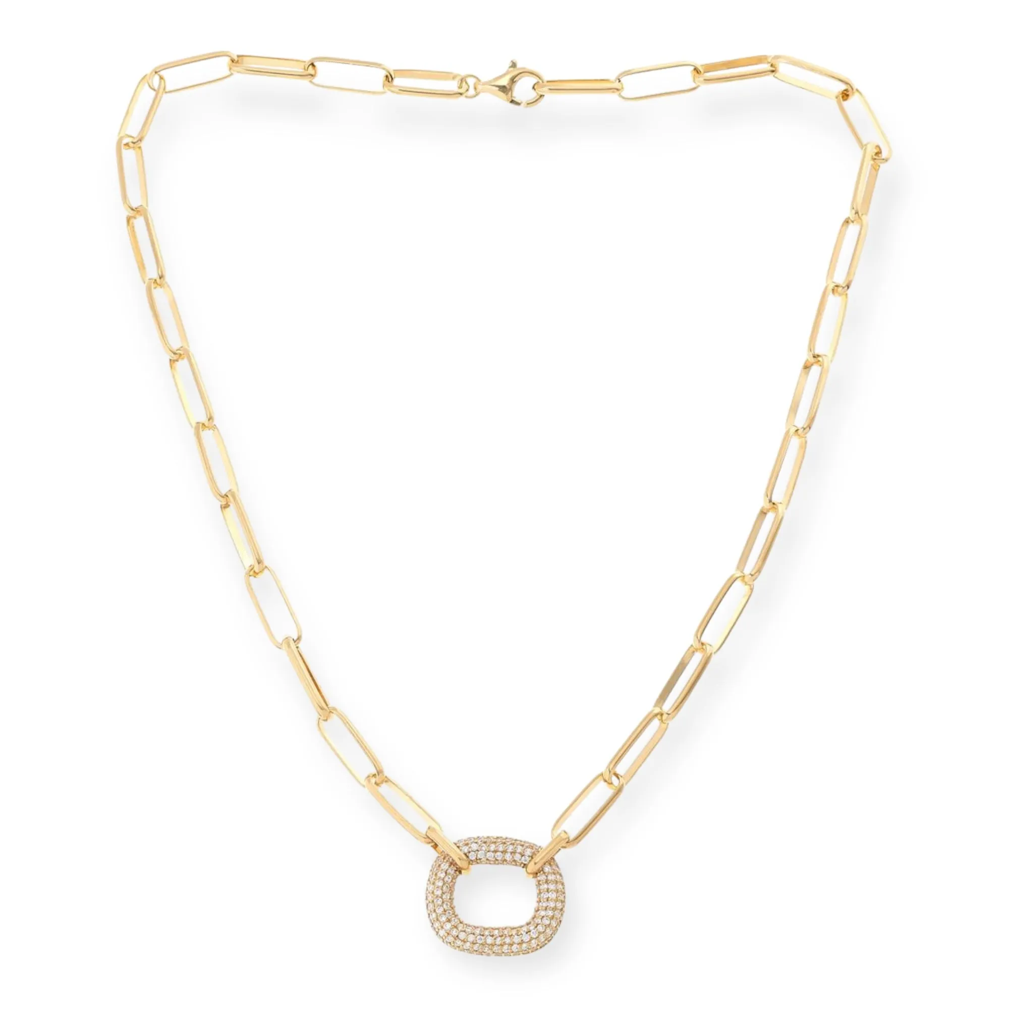 Katharine McPhee Oval Pavé Drop Necklace - Sterling Silver