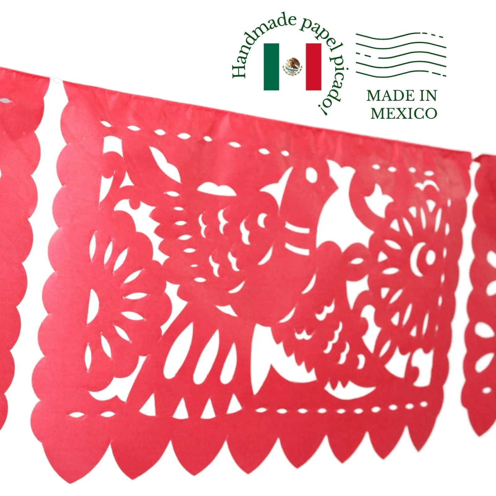 Mexican Papel Picado Fiesta Banner in Red (5 Pack)