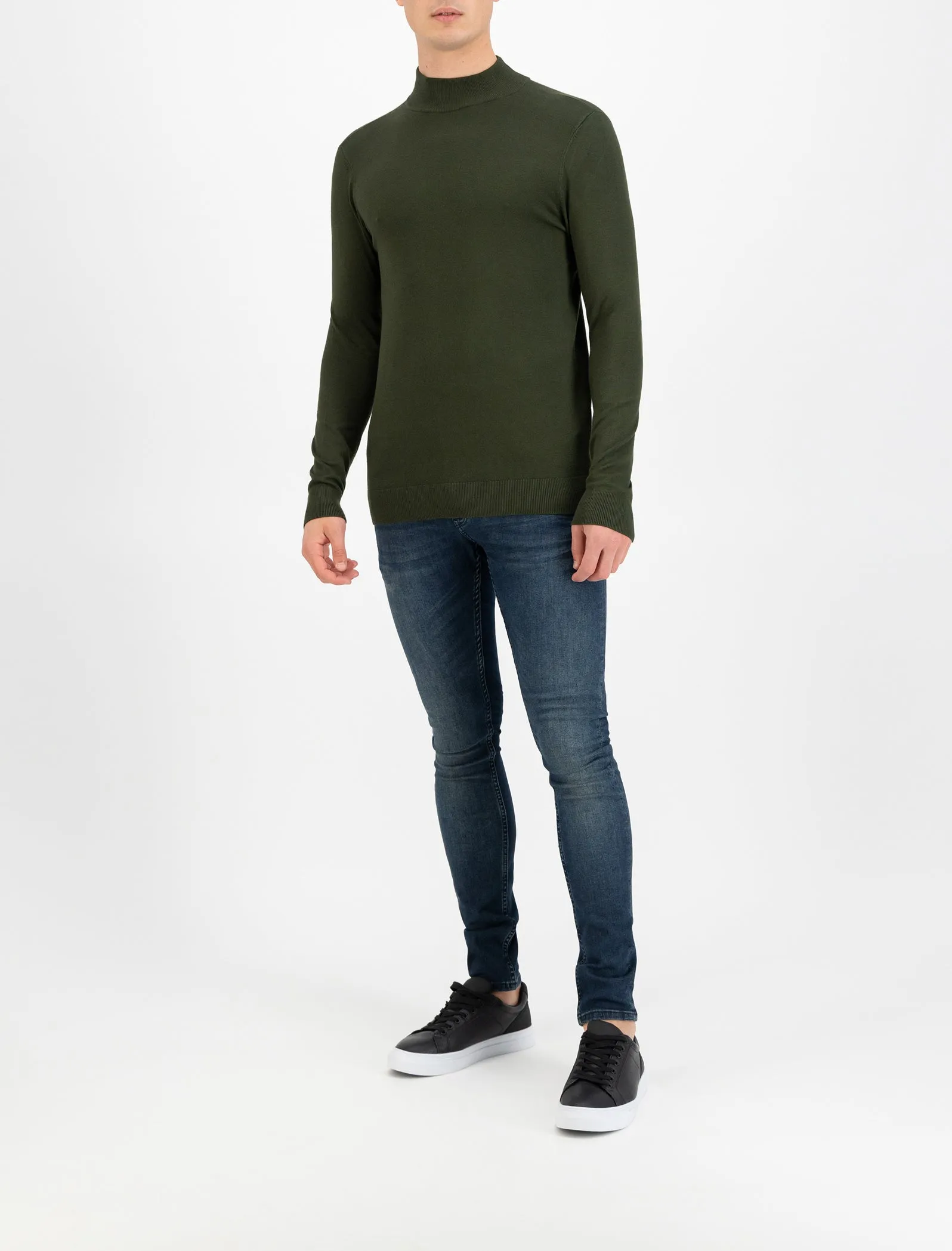 Purewhite Essential Knit Mockneck Army Groen