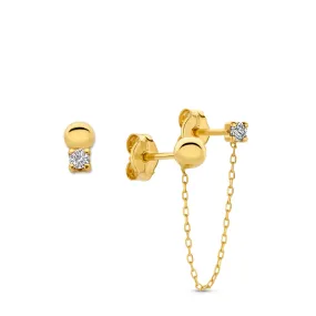 Rivoli Cézanne 14 karat gold earrings with 3 ear studs