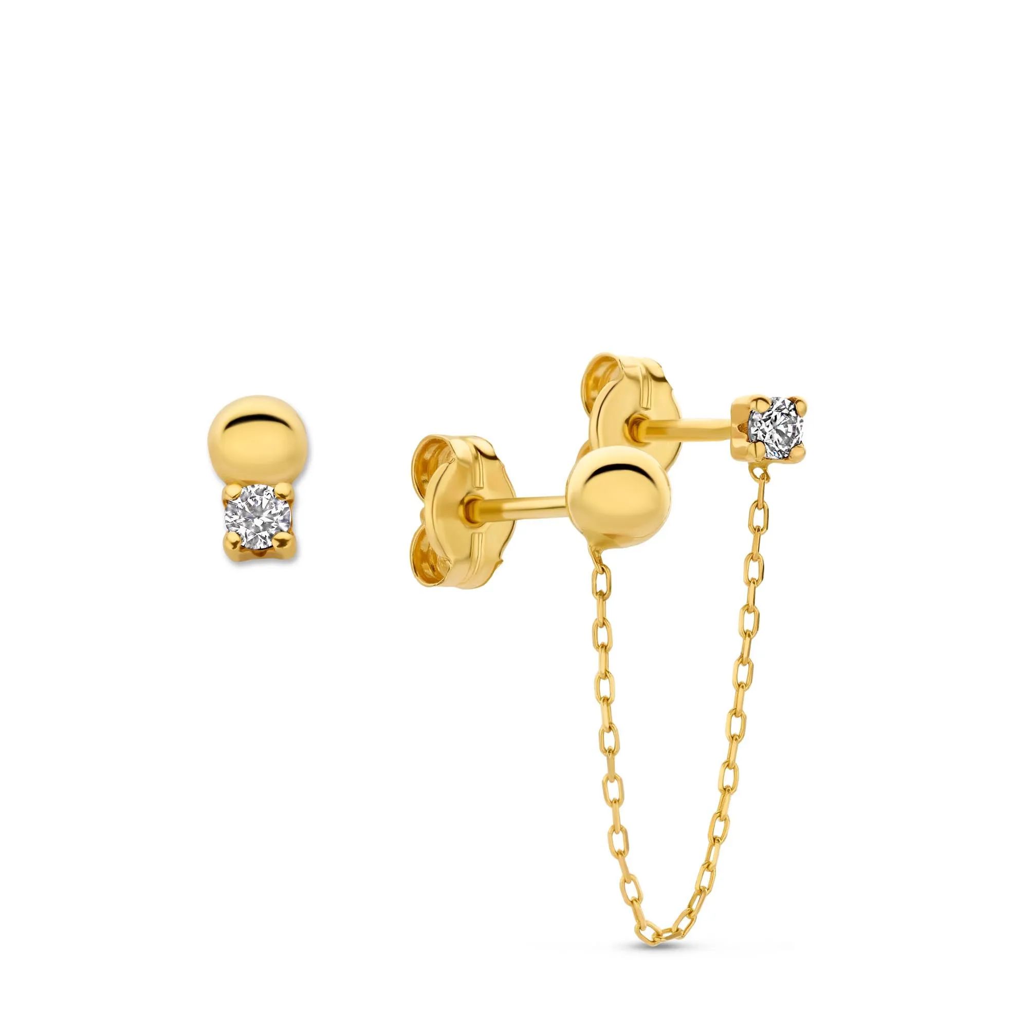 Rivoli Cézanne 14 karat gold earrings with 3 ear studs