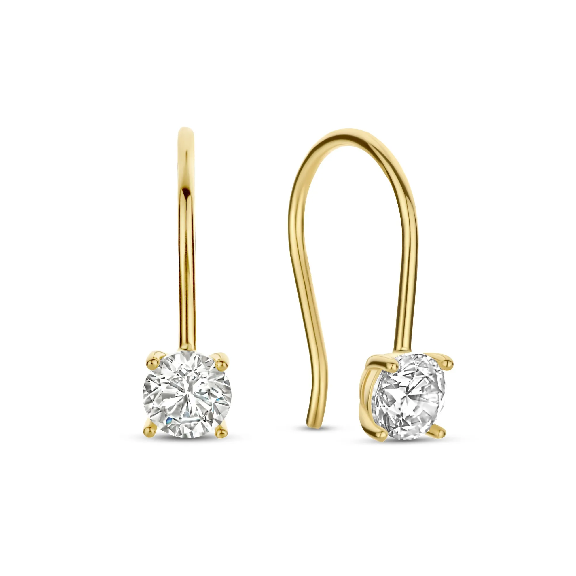 Rivoli Elise 14 karat gold drop earrings with zirconia stone