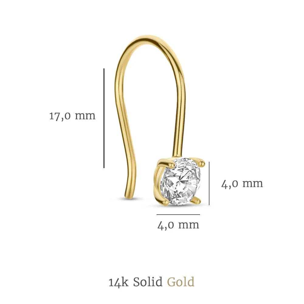 Rivoli Elise 14 karat gold drop earrings with zirconia stone