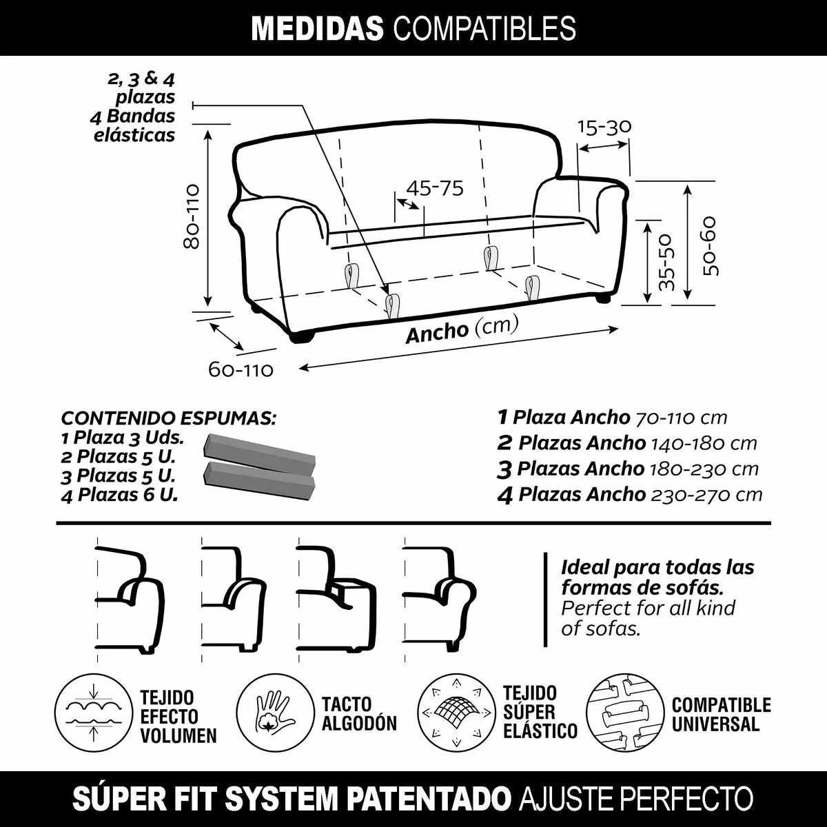 Sofa Cover Sofaskins NIAGARA Brown