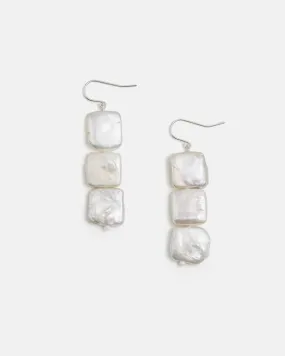 Tetra Pearl Earrings in Silver