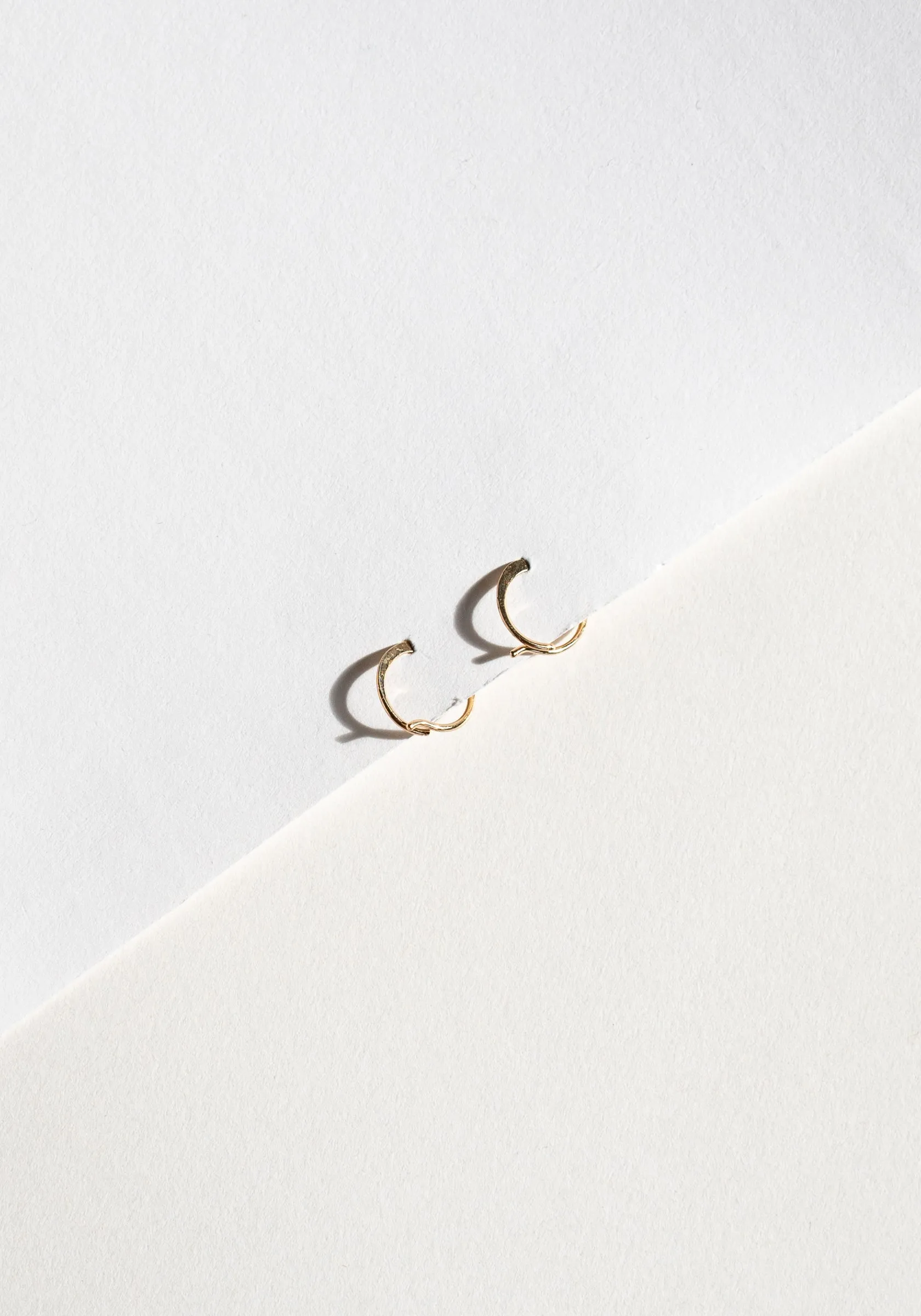 Tiny Hammered Gold Hoop