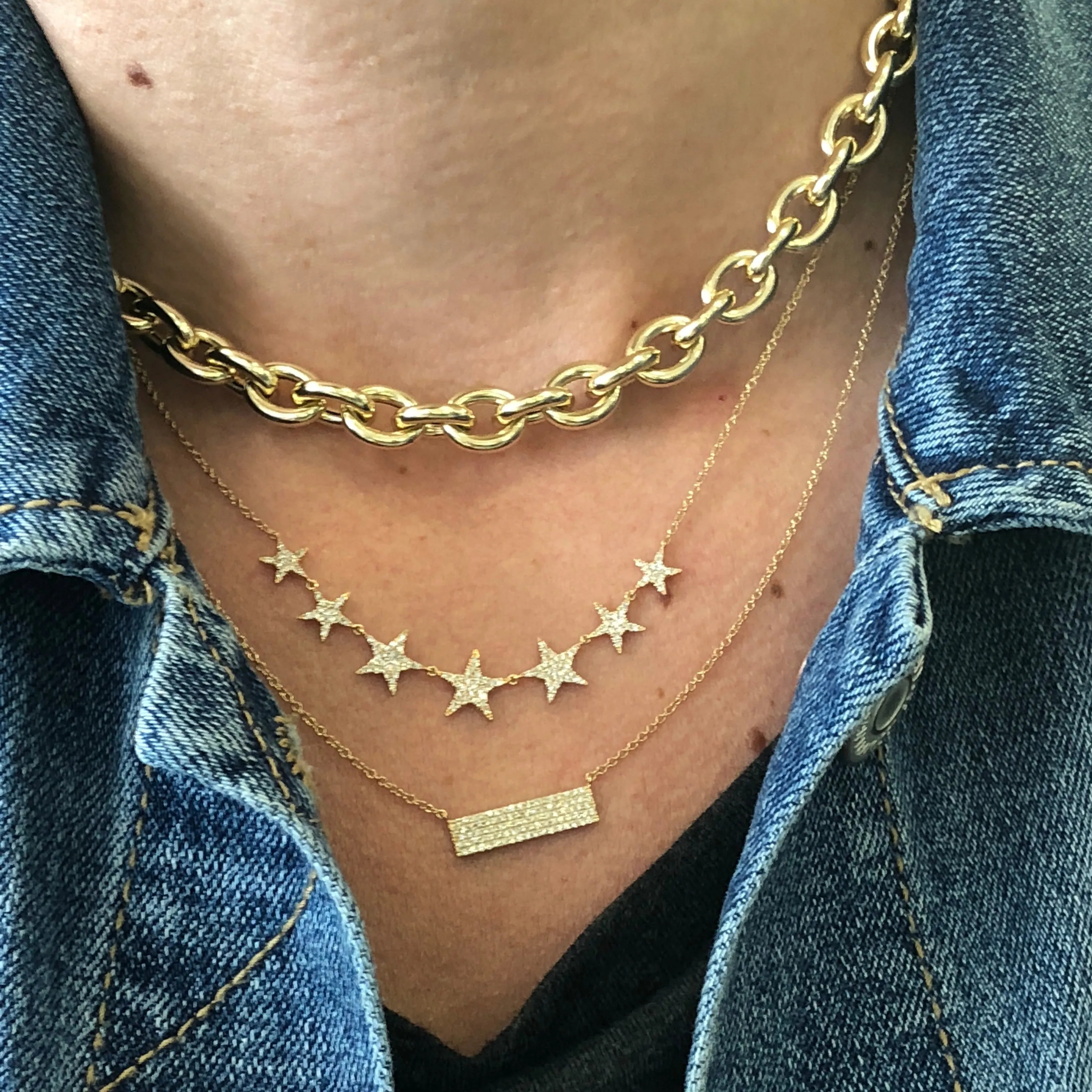 Yellow Gold Diamond Bar Necklace